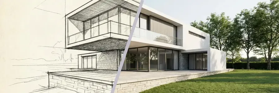 interior design sketch to photo ai